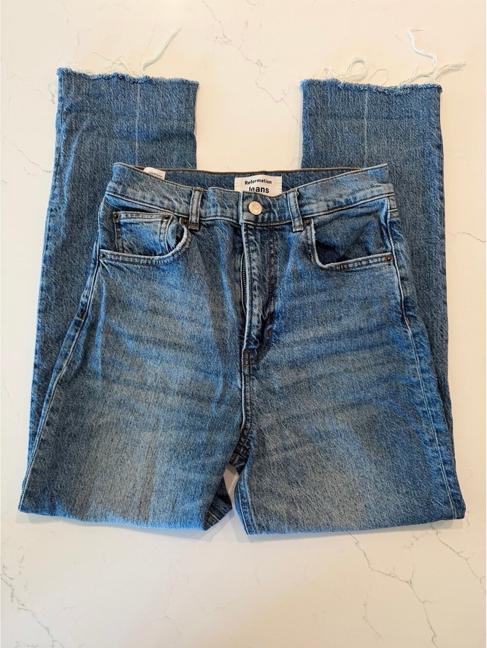 Reformation Liza Ultra High Rise Straight Jeans Medium Wash Size 26